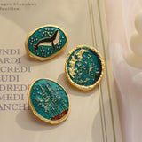 Oval Starry Sky Brooches Whale, Forest, Galaxy