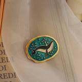 Oval Starry Sky Brooches Whale, Forest, Galaxy