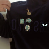 Oval Starry Sky Brooches Whale, Forest, Galaxy