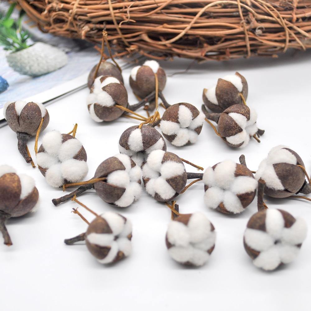 12 Artificial Cotton Flowers - Woodland Gatherer