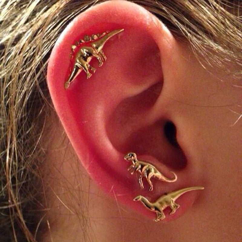Three Pairs of Dinosaur Stud Earrings
