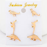 Three Pairs of Dinosaur Stud Earrings