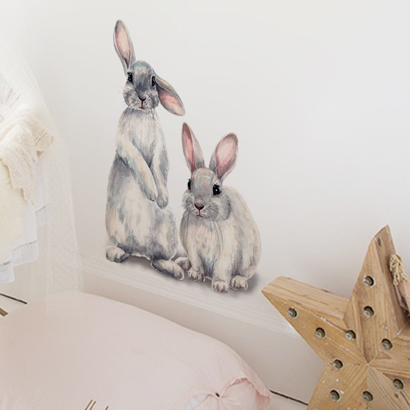 Two Cute Rabbits Removable Wall Stickers