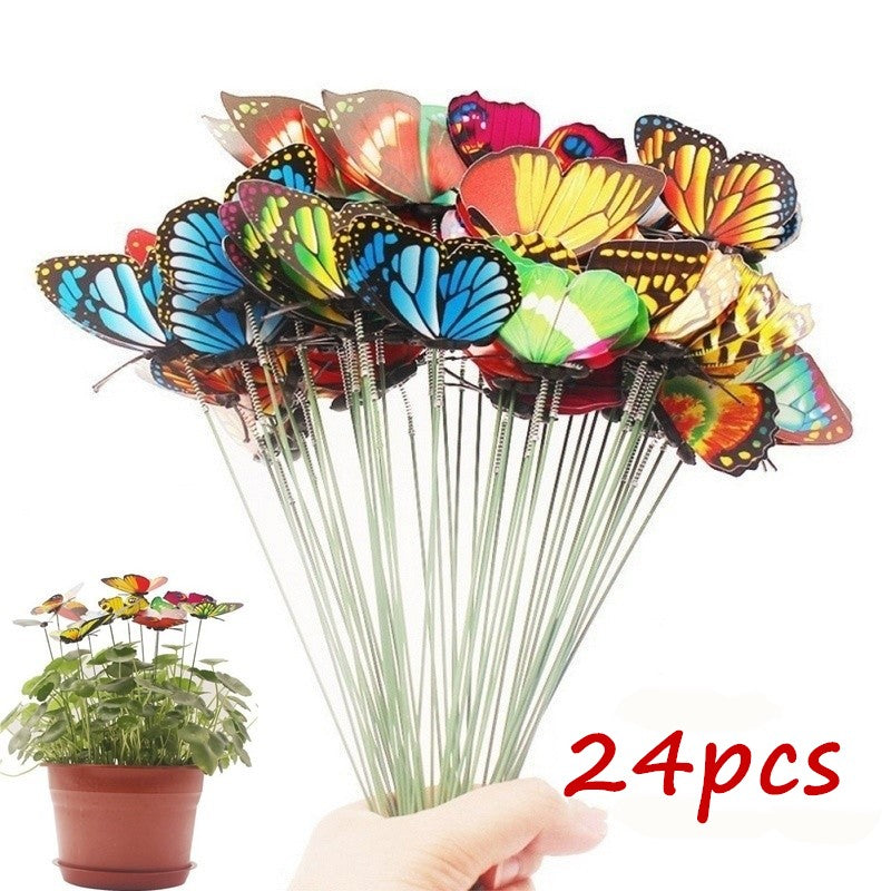 Bunch of Butterflies Garden Planter Butterfly Stakes