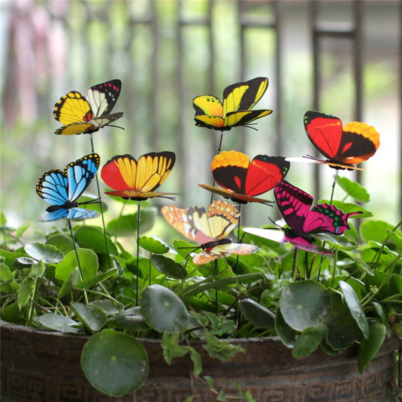 Bunch of Butterflies Garden Planter Butterfly Stakes