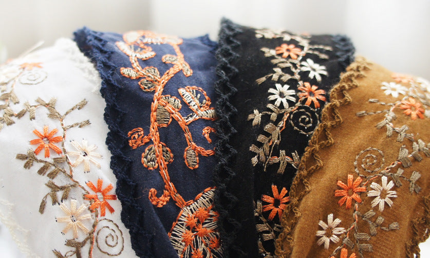 Wide Embroidered Ribbon Boho Hairbands