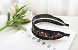 Wide Embroidered Ribbon Boho Hairbands