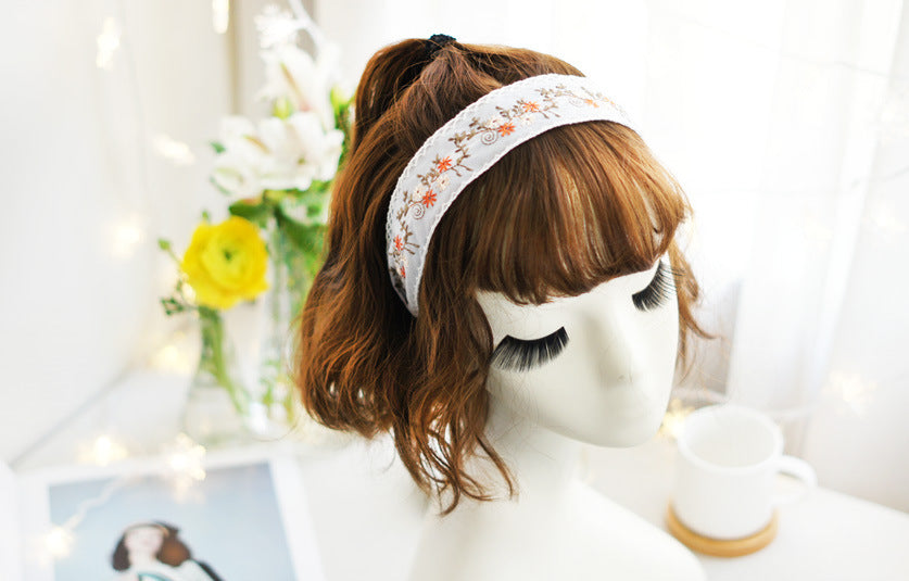 Wide Embroidered Ribbon Boho Hairbands