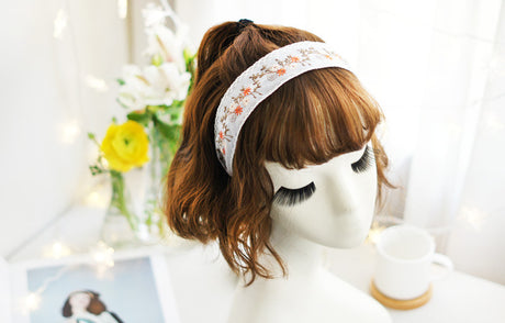 Wide Embroidered Ribbon Boho Hairbands