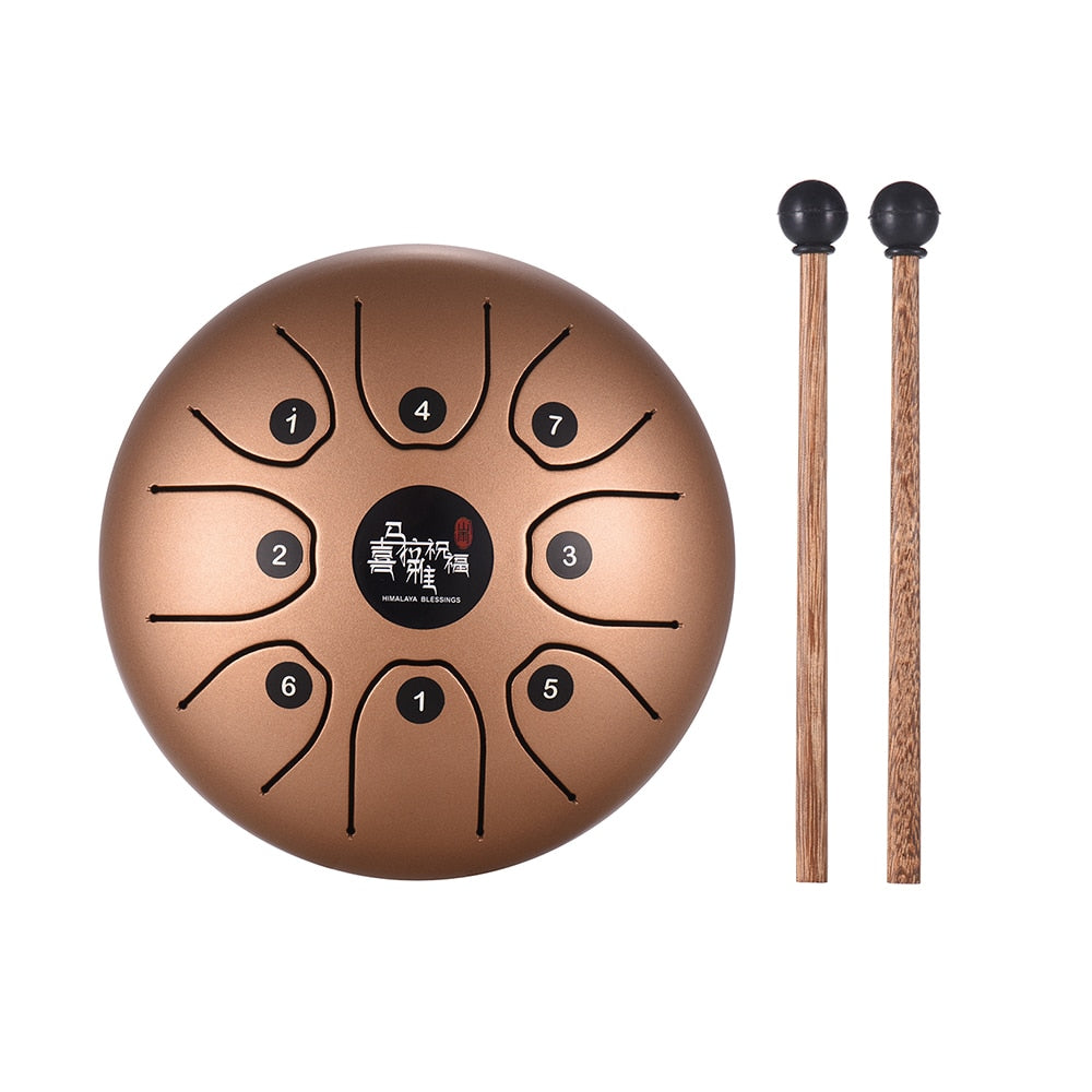 5.5 Inch Mini Steel Tongue Drum Hand Pan Drum C Key 8-Tone with Carry Bag and Drum Accessories