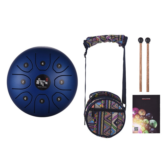 5.5 Inch Mini Steel Tongue Drum Hand Pan Drum C Key 8-Tone with Carry Bag and Drum Accessories