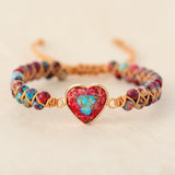 Natural Stone Heart Braided Friendship Bracelets