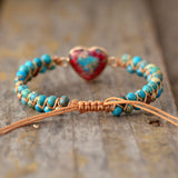 Natural Stone Heart Braided Friendship Bracelets