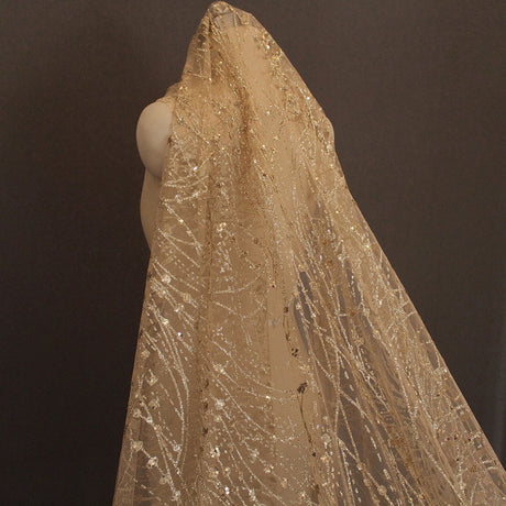 Glittery Sequins Dust Sparkling Champagne Wedding Bridal Veil 3 M Long