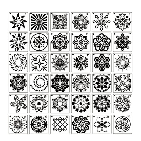 36Pcs Mandala Painting Templates DIY Craft Tools