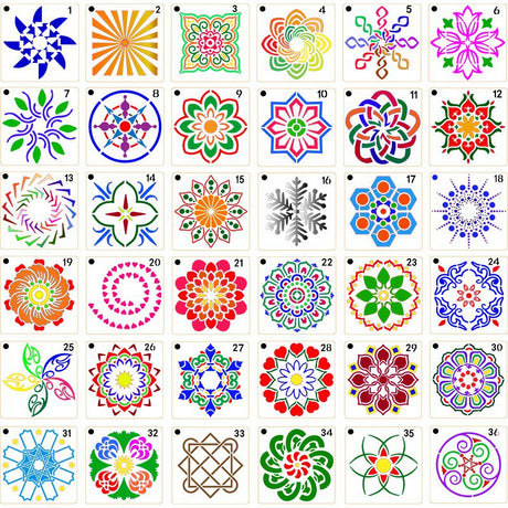 36Pcs Mandala Painting Templates DIY Craft Tools