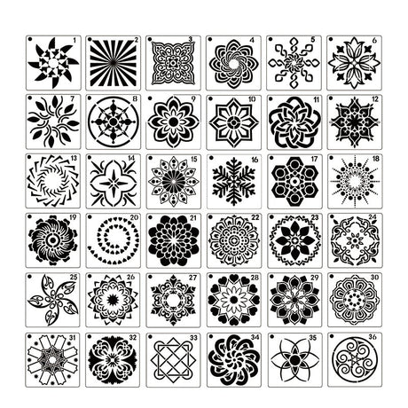 36Pcs Mandala Painting Templates DIY Craft Tools