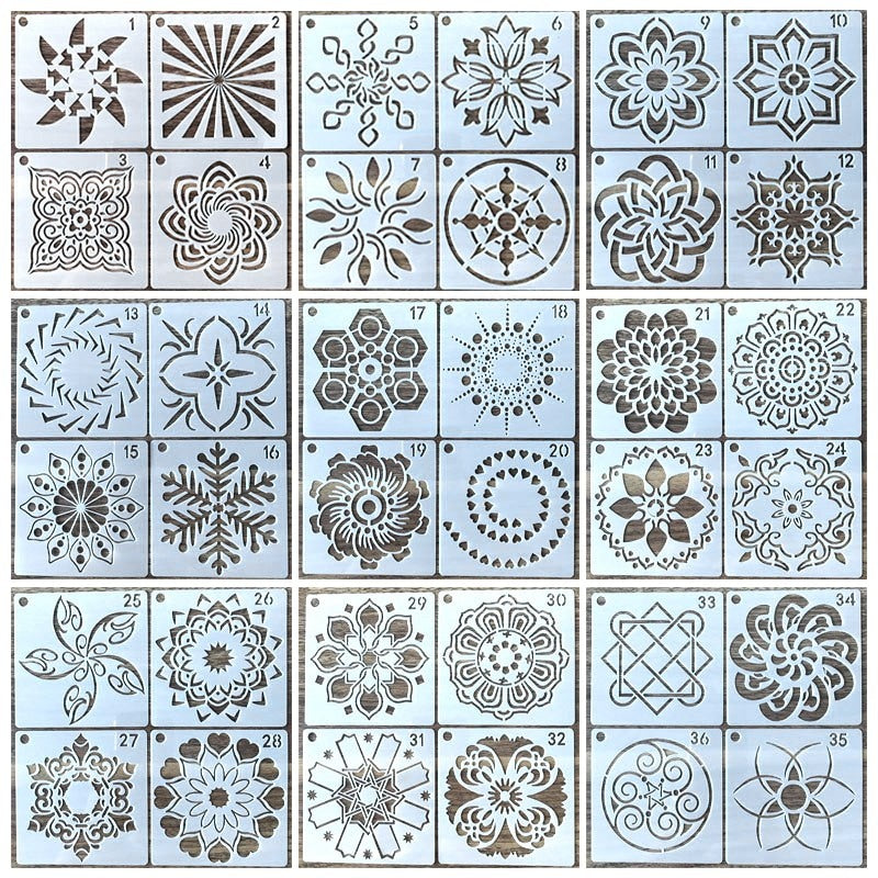36Pcs Mandala Painting Templates DIY Craft Tools