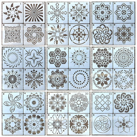 36Pcs Mandala Painting Templates DIY Craft Tools