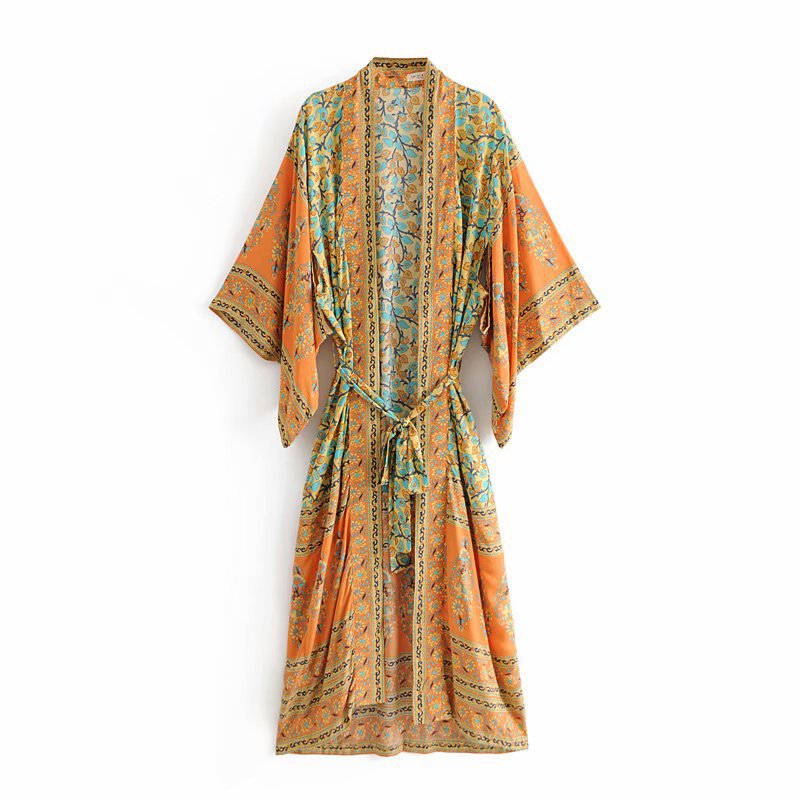 Sunshine Cocktails Cotton Boho Kimono Beach Cover Up
