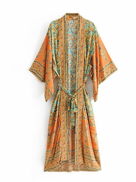 Sunshine Cocktails Cotton Boho Kimono Beach Cover Up