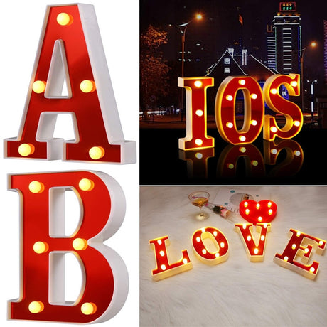 Red Circus Letters LED Light 26 Letters & 10 Numbers & Hearts