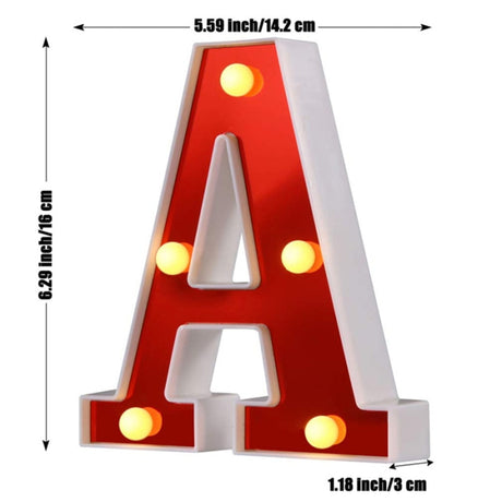 Red Circus Letters LED Light 26 Letters & 10 Numbers & Hearts