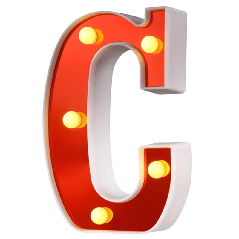 Red Circus Letters LED Light 26 Letters & 10 Numbers & Hearts