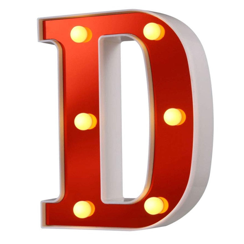 Red Circus Letters LED Light 26 Letters & 10 Numbers & Hearts