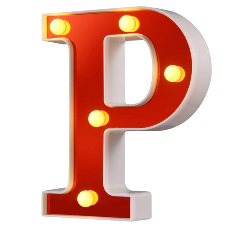 Red Circus Letters LED Light 26 Letters & 10 Numbers & Hearts