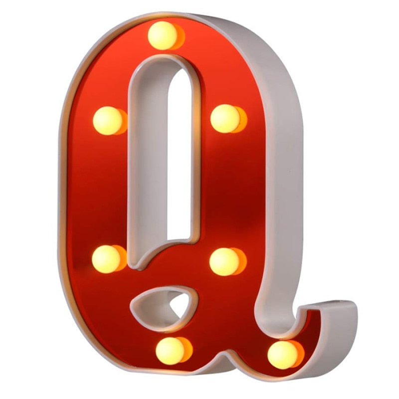 Red Circus Letters LED Light 26 Letters & 10 Numbers & Hearts