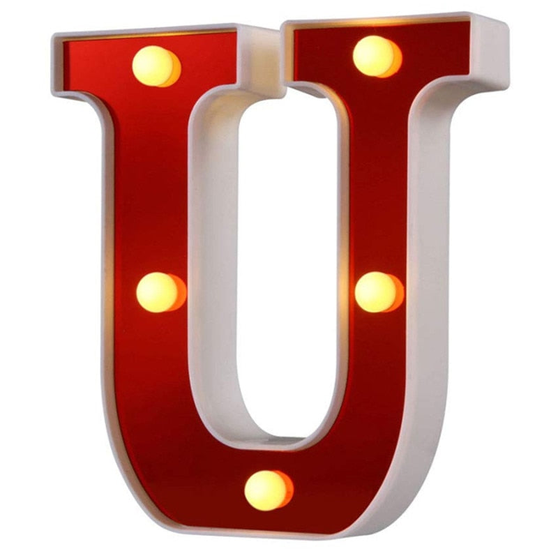Red Circus Letters LED Light 26 Letters & 10 Numbers & Hearts