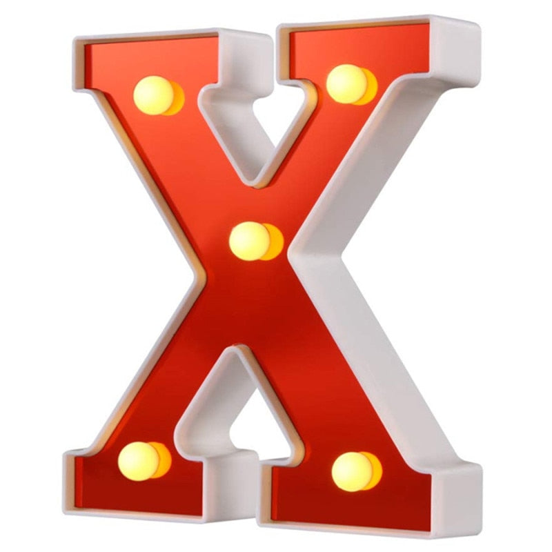 Red Circus Letters LED Light 26 Letters & 10 Numbers & Hearts