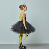 Girls Bumble Bee Costume Set Tutu Wings & Headband Halloween Dress Up Party