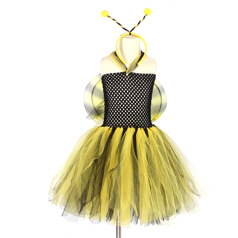 Bee Costume Kit for Girls Women Halloween Party Dress Up-Antenna  Headband+Arm Warmers+High Socks+Tutu Skirt