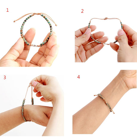 Natural Stone Heart Braided Friendship Bracelets