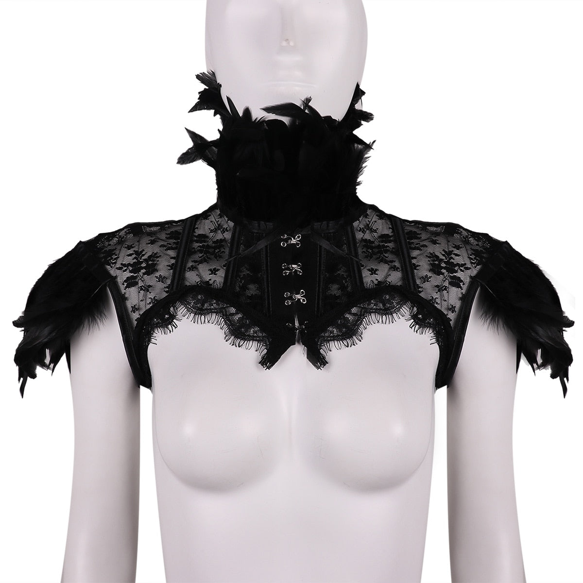 Vintage Punk Gothic Feather Lace Bolero Jacket Shrug