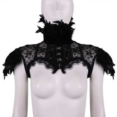 Vintage Punk Gothic Feather Lace Bolero Jacket Shrug