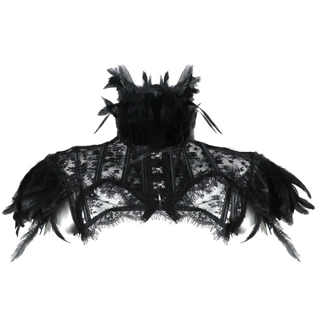 Vintage Punk Gothic Feather Lace Bolero Jacket Shrug