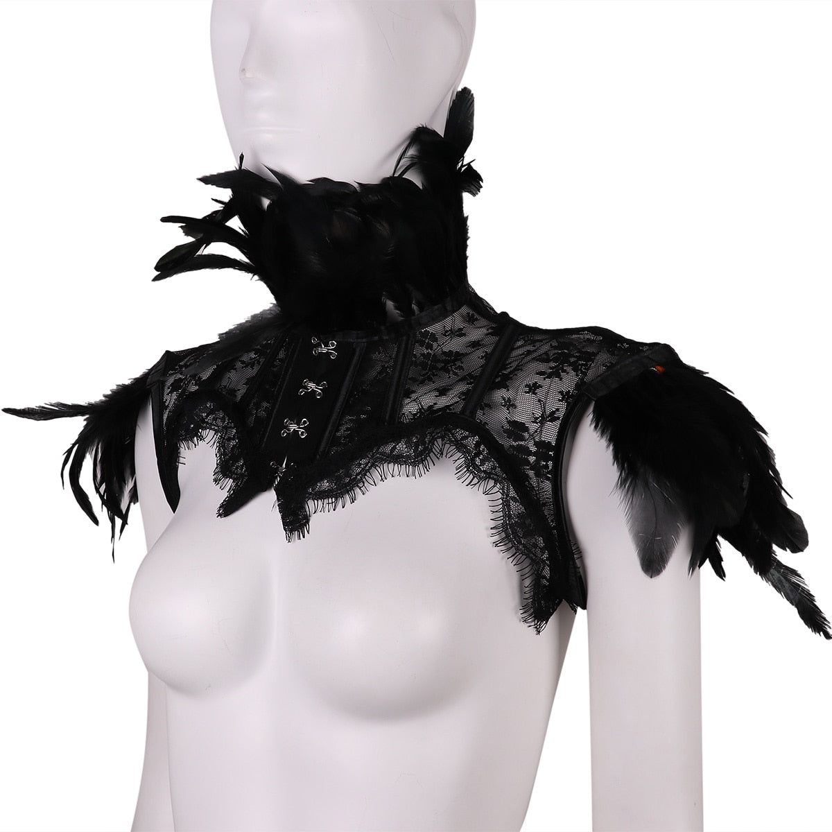 Vintage Punk Gothic Feather Lace Bolero Jacket Shrug