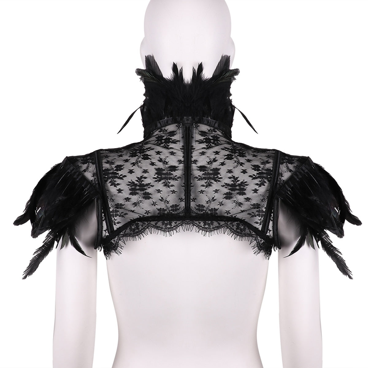 Vintage Punk Gothic Feather Lace Bolero Jacket Shrug