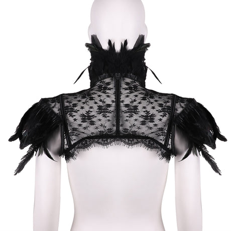 Vintage Punk Gothic Feather Lace Bolero Jacket Shrug