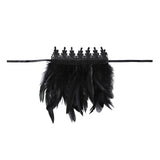 Black Natural Feather Wrist Cuffs with Ribbon Ties