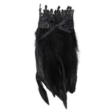 Black Natural Feather Wrist Cuffs with Ribbon Ties
