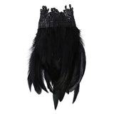 Black Natural Feather Wrist Cuffs with Ribbon Ties