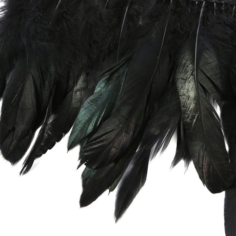 Black Natural Feather Wrist Cuffs with Ribbon Ties