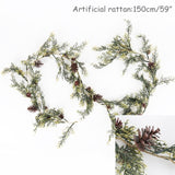 Christmas Wreath Berries Cones Artificial Vine Hanging Floral Foliage Garland Christmas Decorations