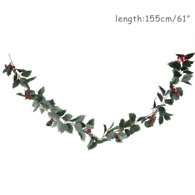 Christmas Wreath Berries Cones Artificial Vine Hanging Floral Foliage Garland Christmas Decorations