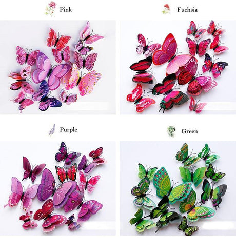 12 Double Layer Butterfly Wall Sticker Magnets - Woodland Gatherer