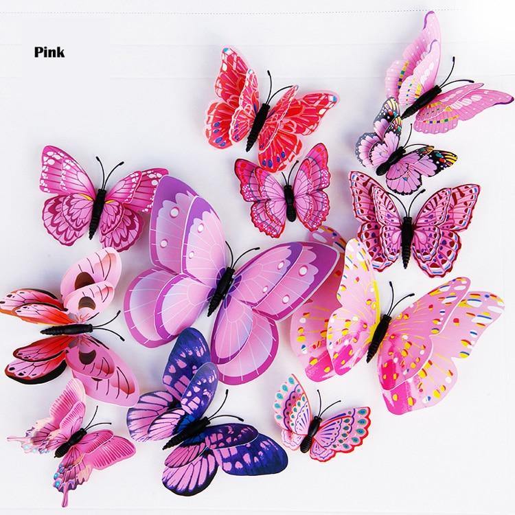 12 Double Layer Butterfly Wall Sticker Magnets - Woodland Gatherer